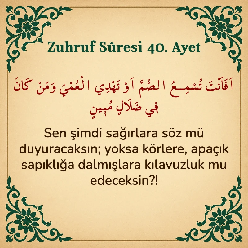 Zuhruf Suresi 40. Ayet Arapça ve Türkçe meali