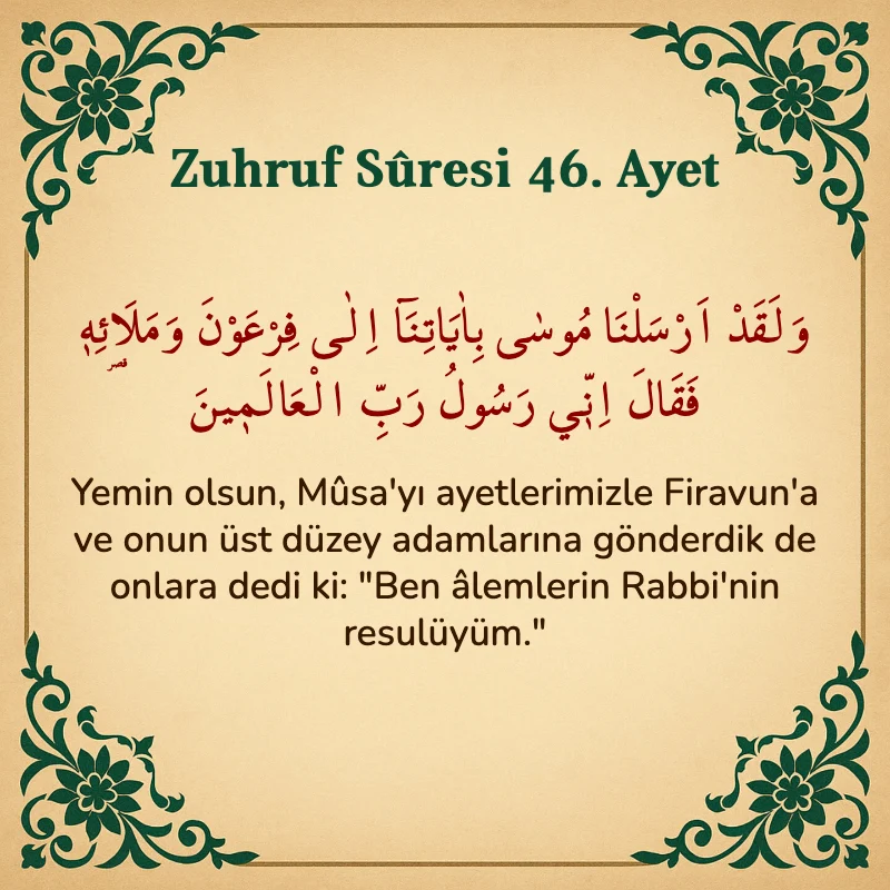 Zuhruf Suresi 46. Ayet Arapça ve Türkçe meali