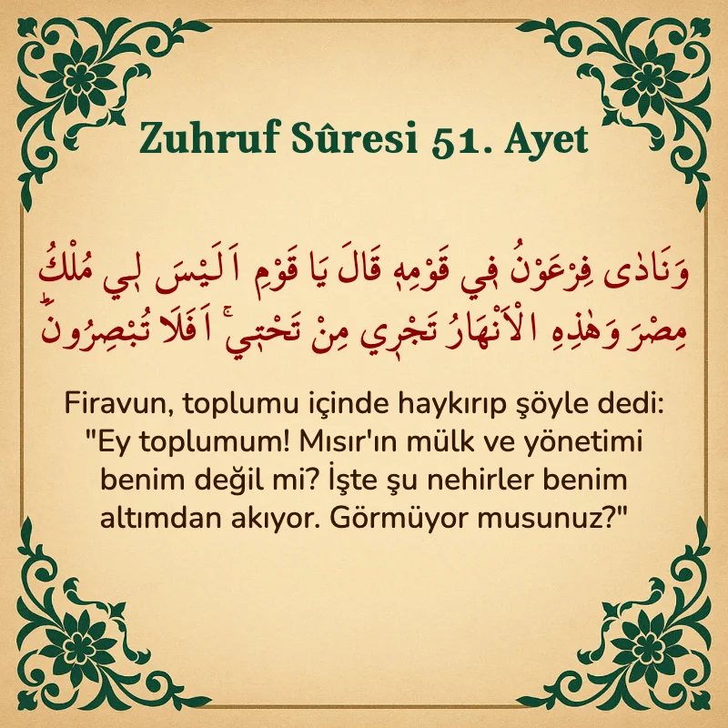 Zuhruf Suresi 51. Ayet Arapça ve Türkçe meali