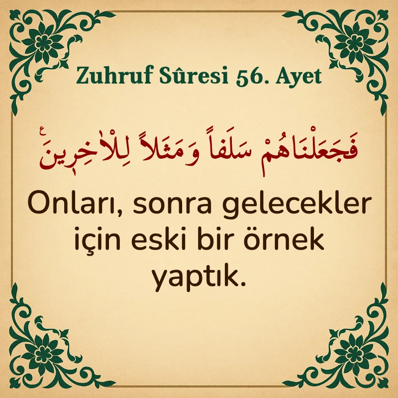 Zuhruf Suresi 56. Ayet Arapça ve Türkçe meali