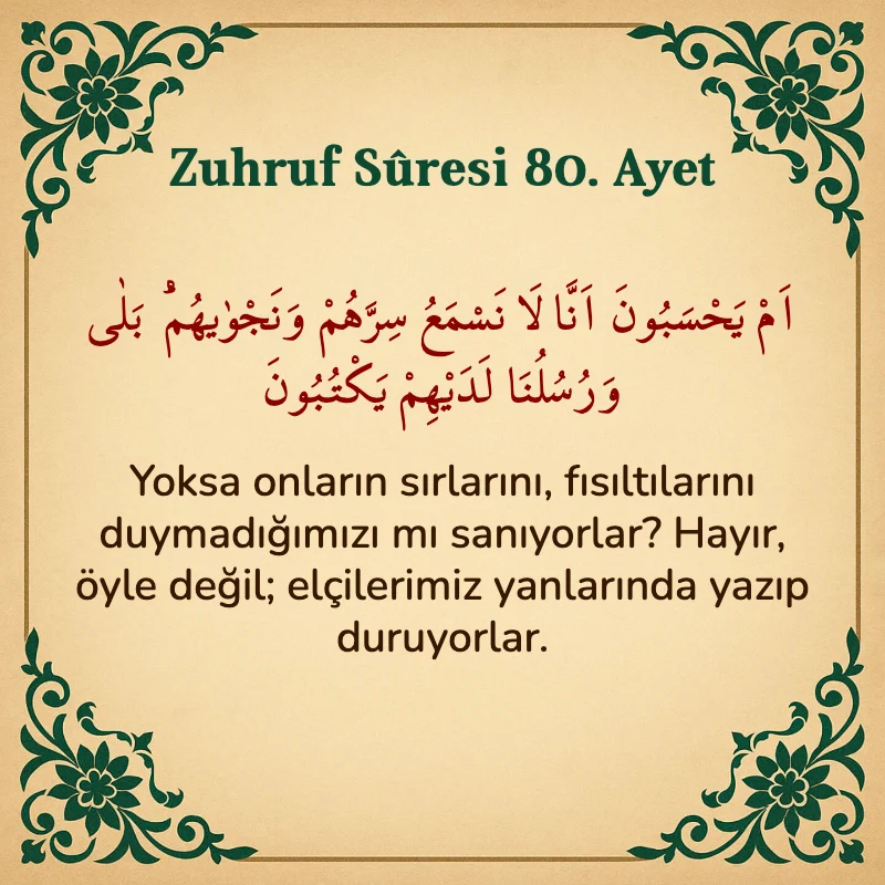 Zuhruf Suresi 80. Ayet Arapça ve Türkçe meali