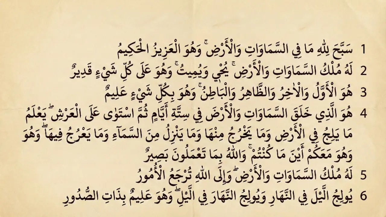 Hadid Suresi İlk 6 Ayetin Arapçası
