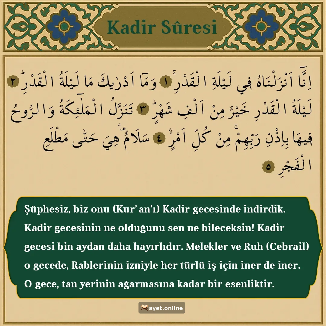 Kadir Suresi Okunuşu
