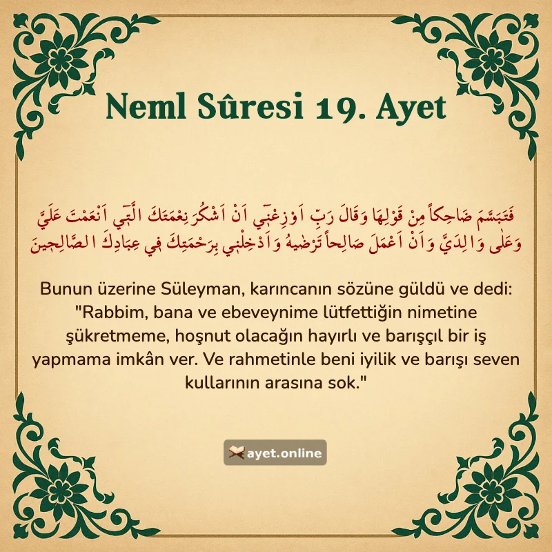 Hz. Süleyman’ın Şükür Duası: