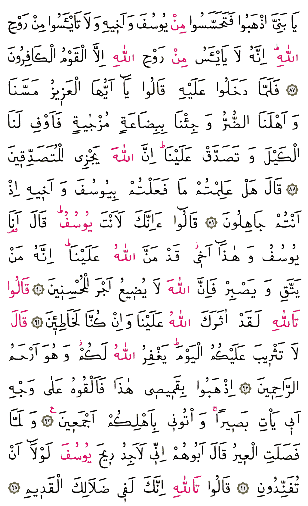 Yûsuf Sûresi - 245. Sayfa Arapçası