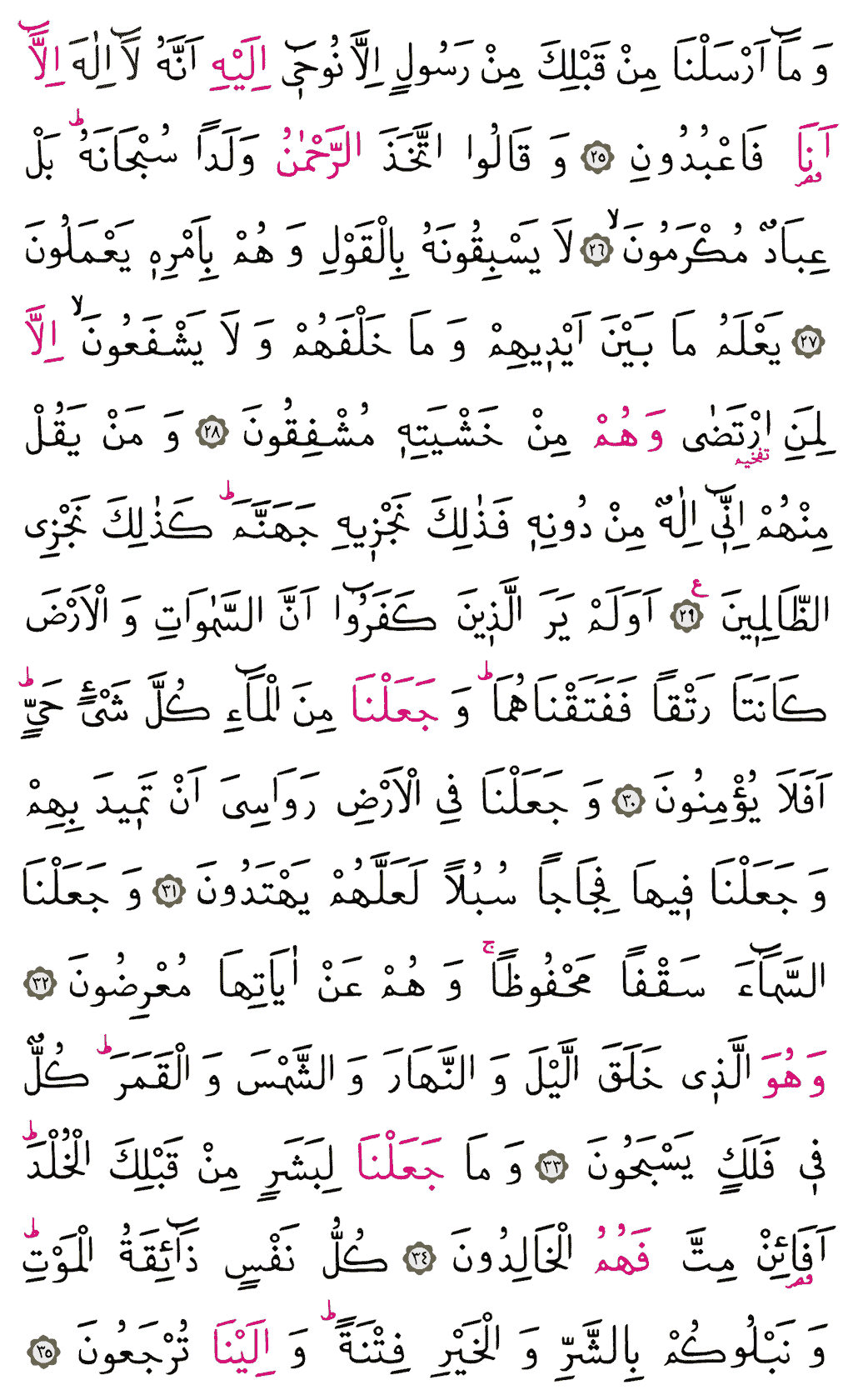 Enbiyâ Sûresi - 323. Sayfa Arapçası