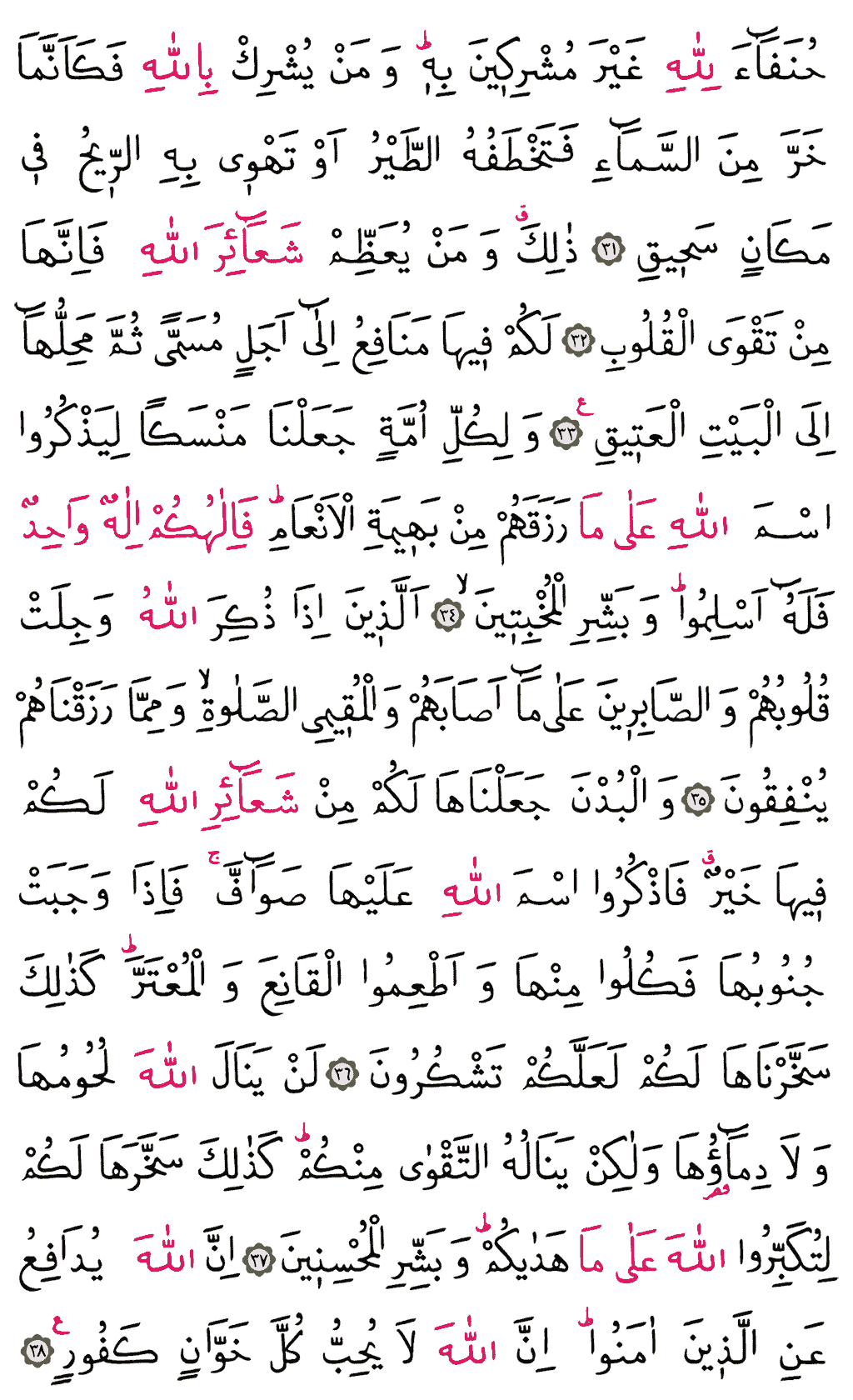 Hac Sûresi - 335. Sayfa Arapçası