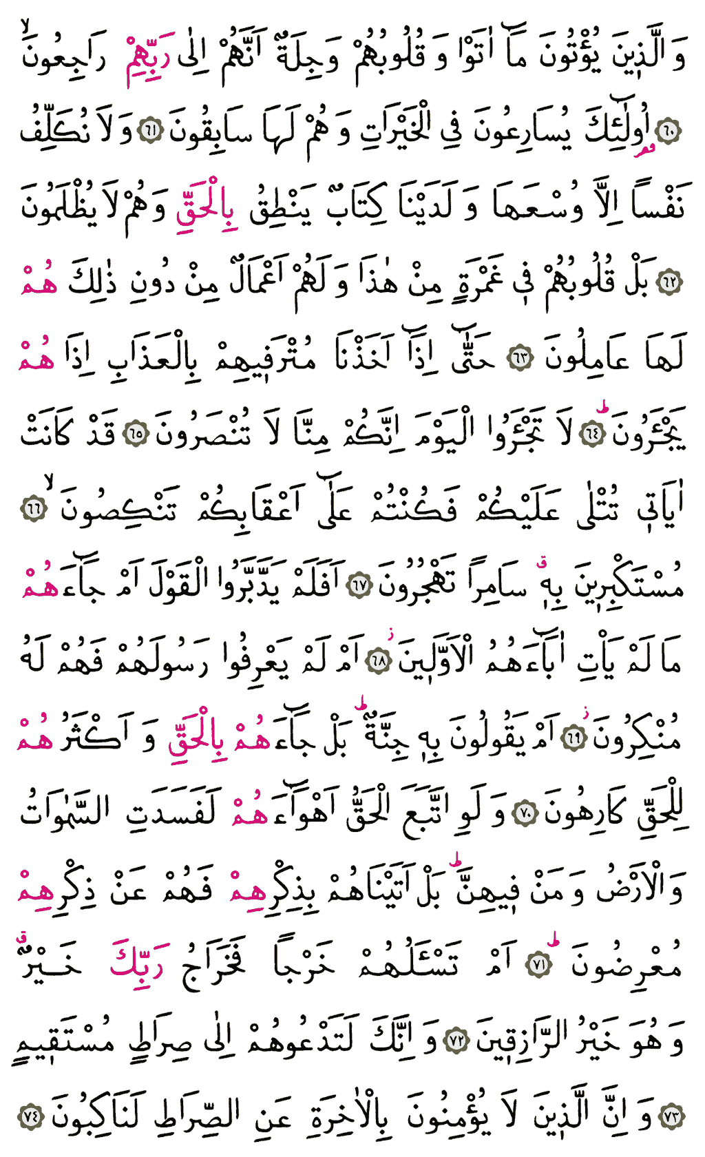 Mü'minûn Sûresi - 345. Sayfa Arapçası
