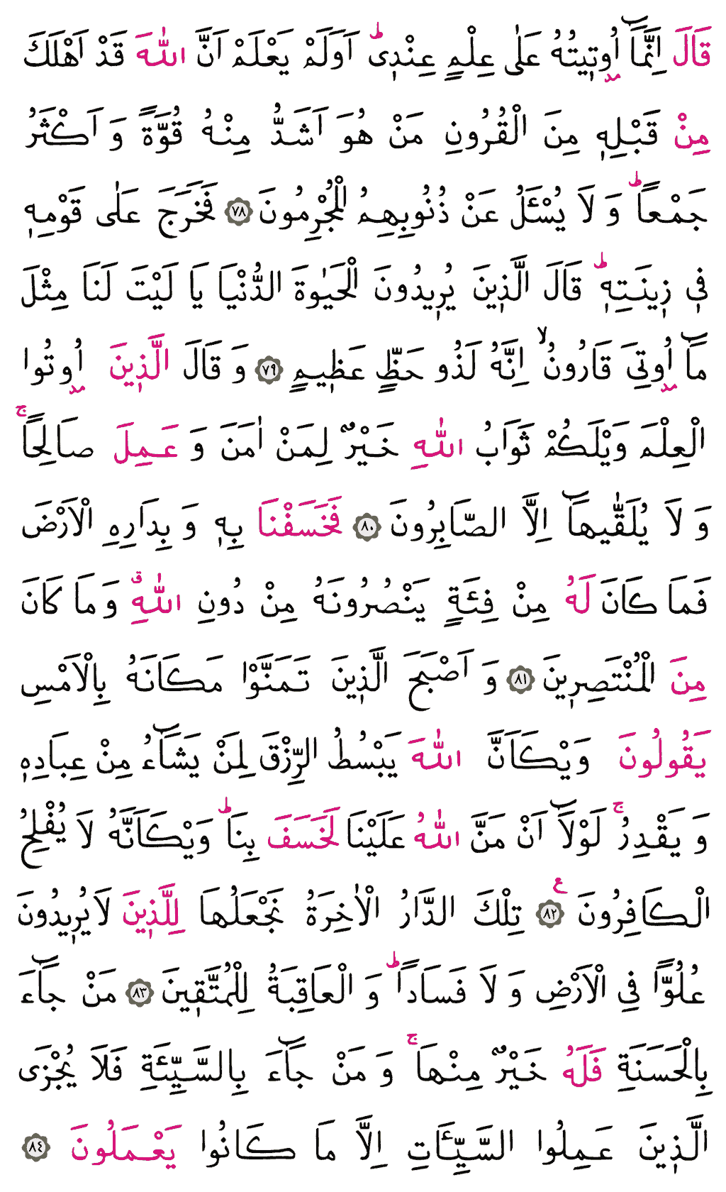 Kasas Sûresi - 394. Sayfa Arapçası
