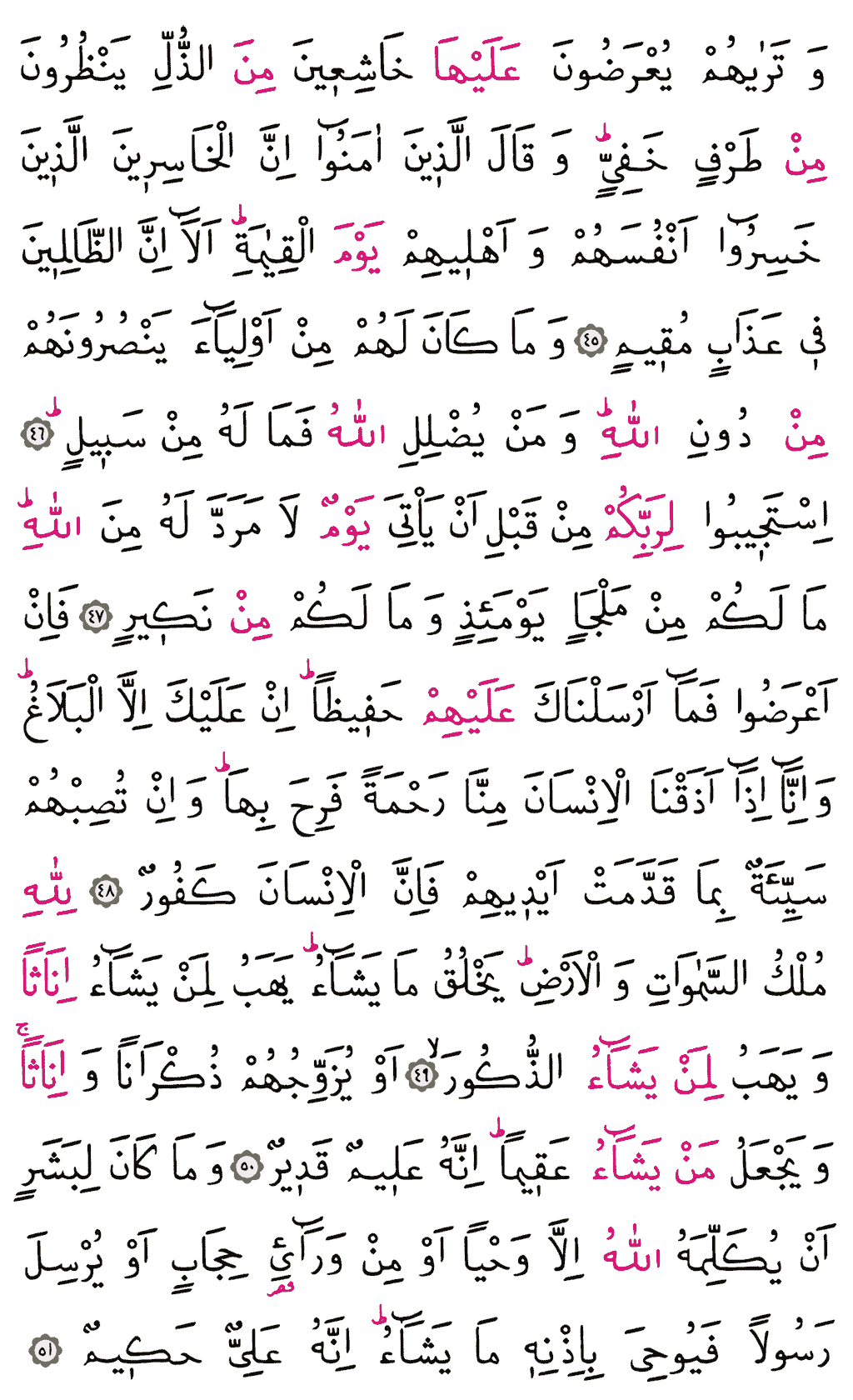 Şûrâ Sûresi - 487. Sayfa Arapçası