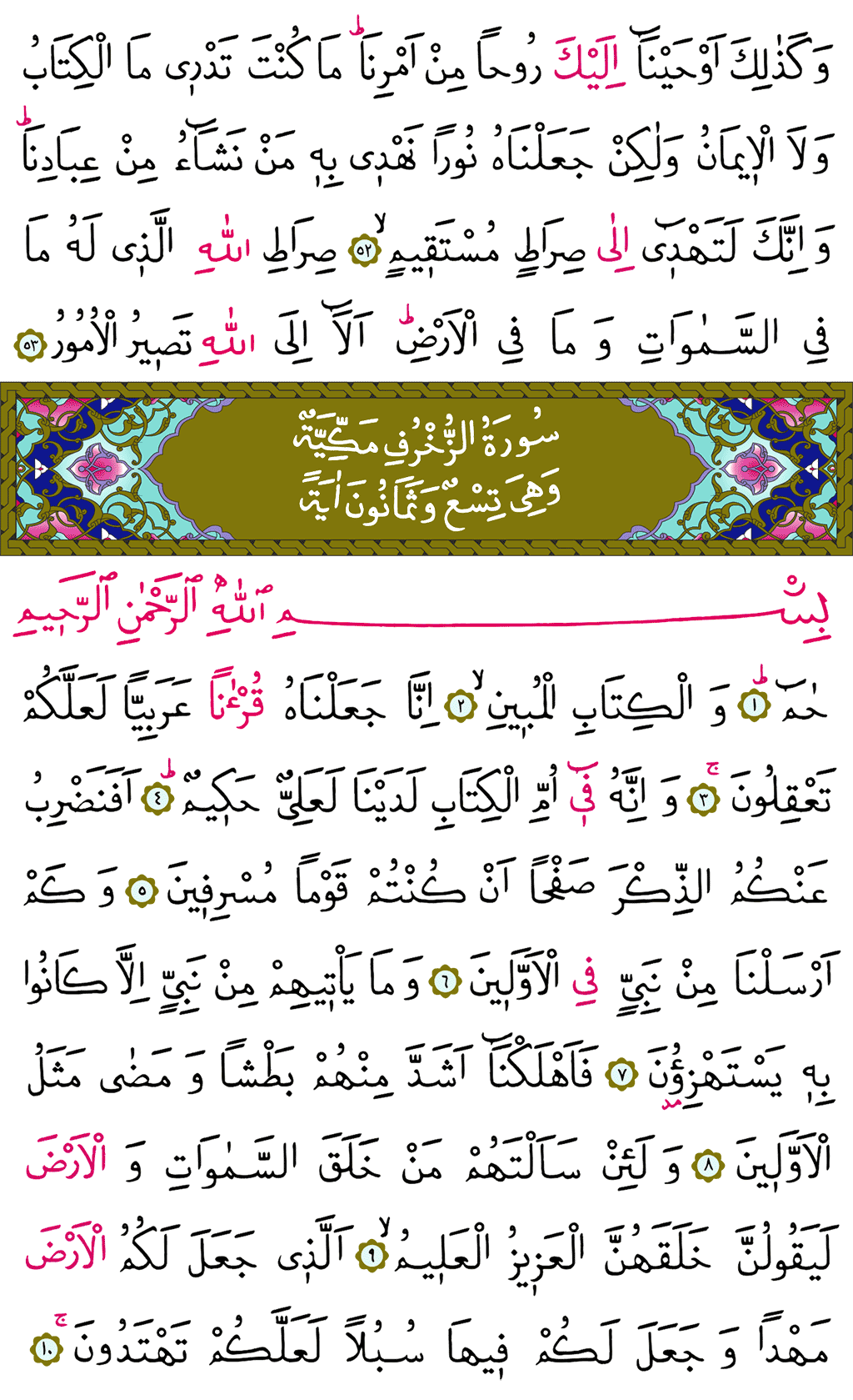 Şûrâ ve Zuhruf Sûresi - 488. Sayfa Arapçası