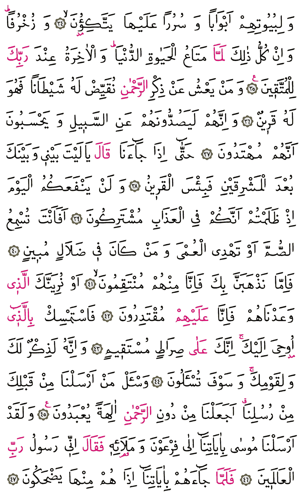 Zuhruf Sûresi - 491. Sayfa Arapçası