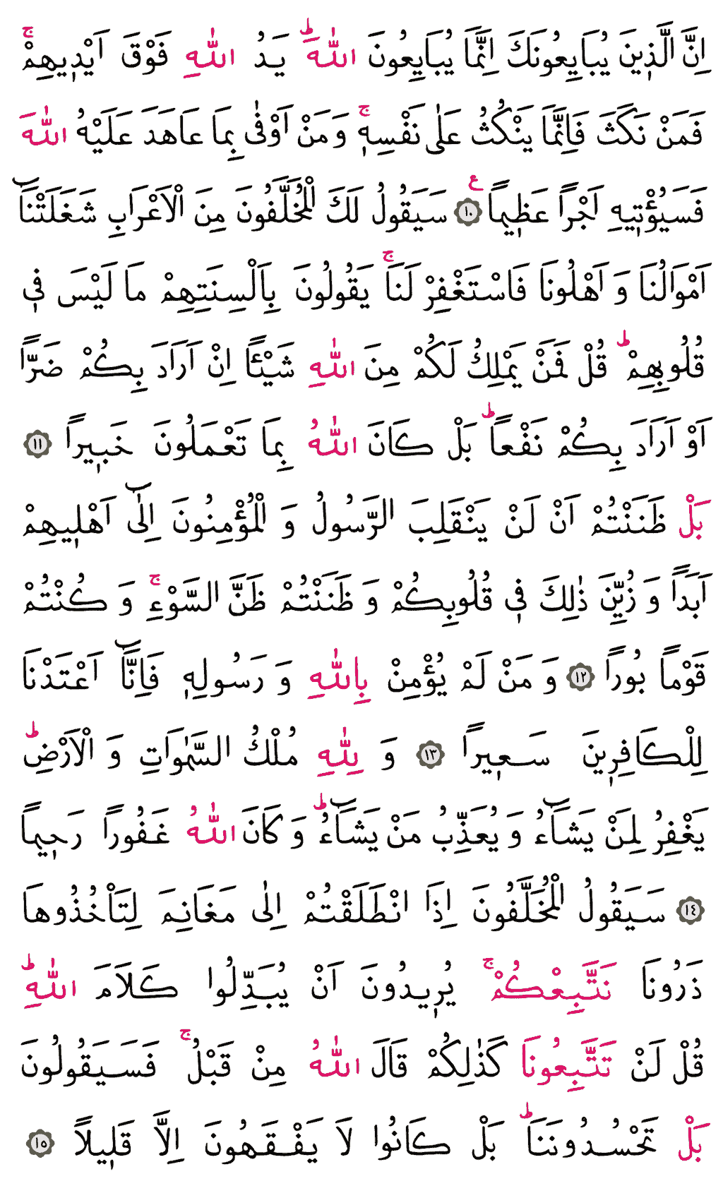 Fetih Sûresi - 511. Sayfa Arapçası