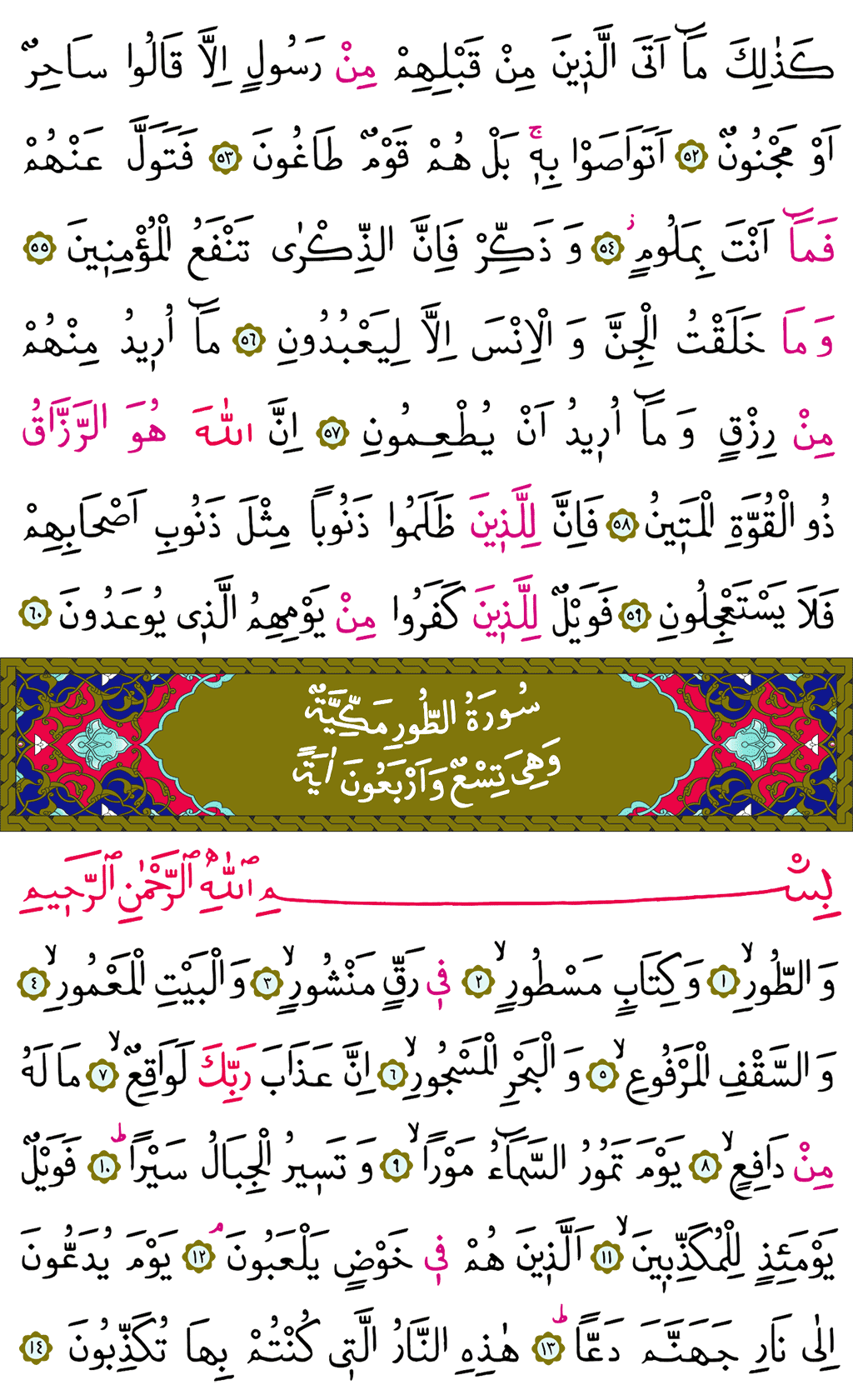 Zâriyât ve Tûr Sûresi - 522. Sayfa Arapçası