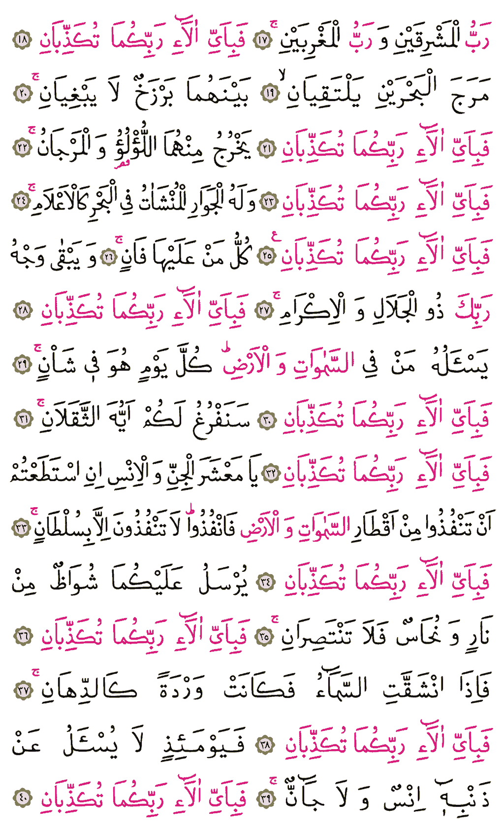 Rahmân Sûresi - 531. Sayfa Arapçası