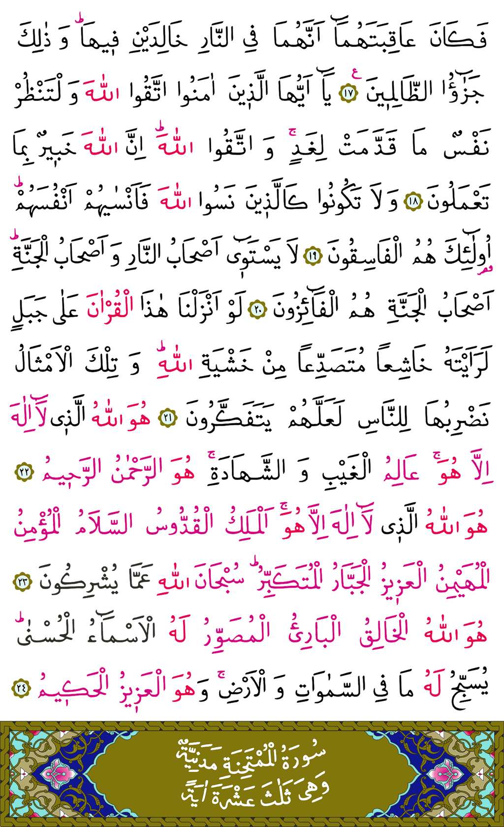 Haşr Sûresi - 547. Sayfa Arapçası