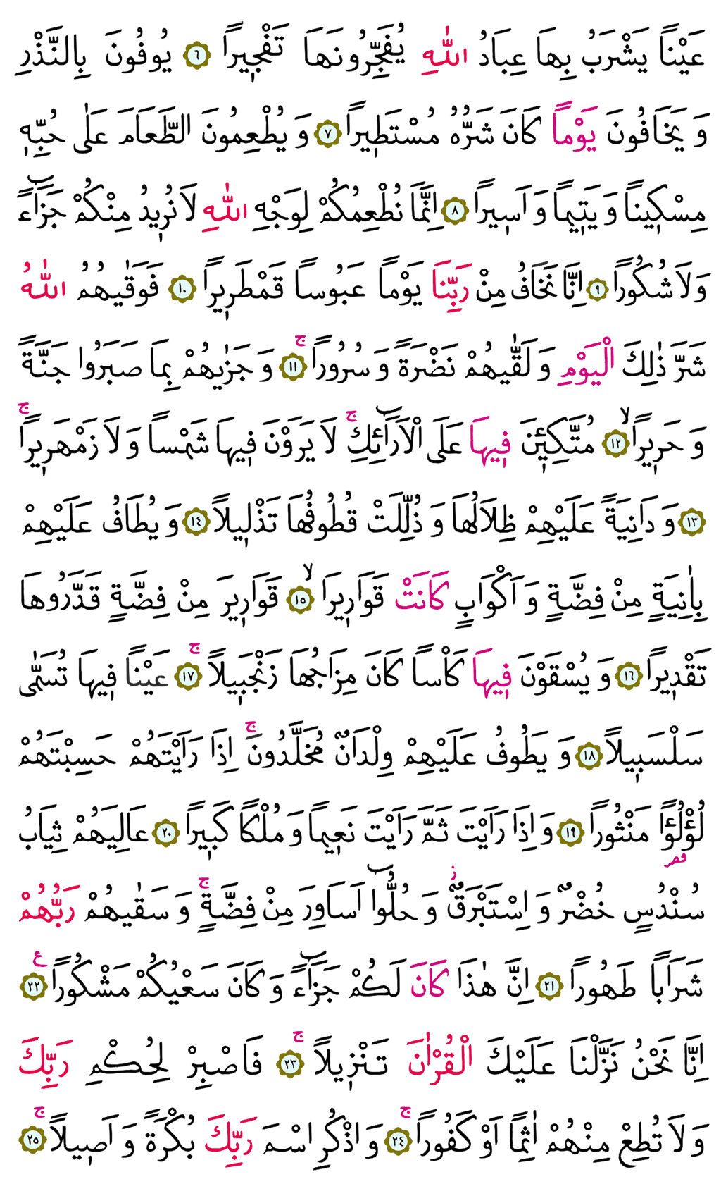 İnsân Sûresi - 578. Sayfa Arapçası