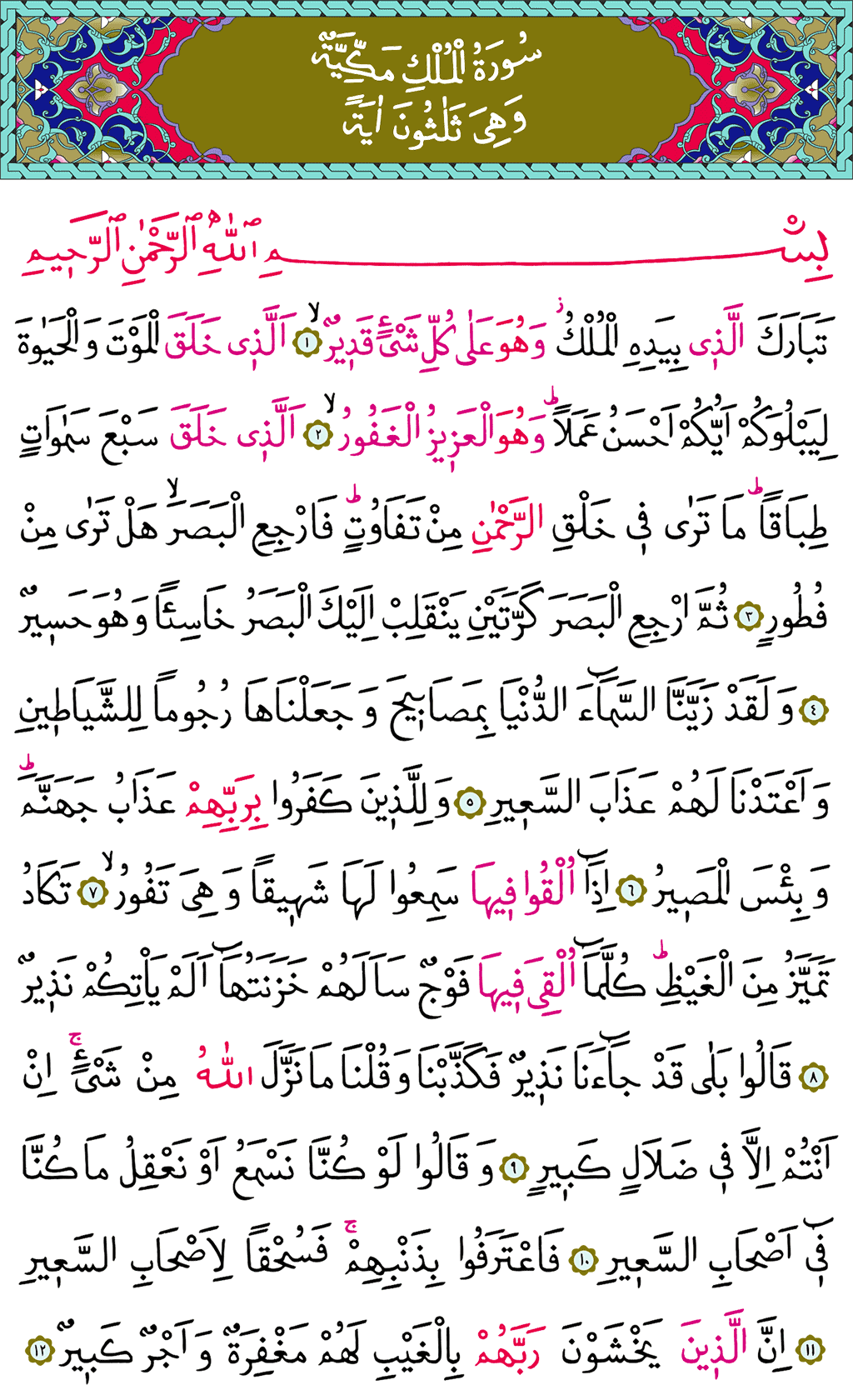 Tebareke (Mülk) Sûresi - 561. Sayfa Arapçası