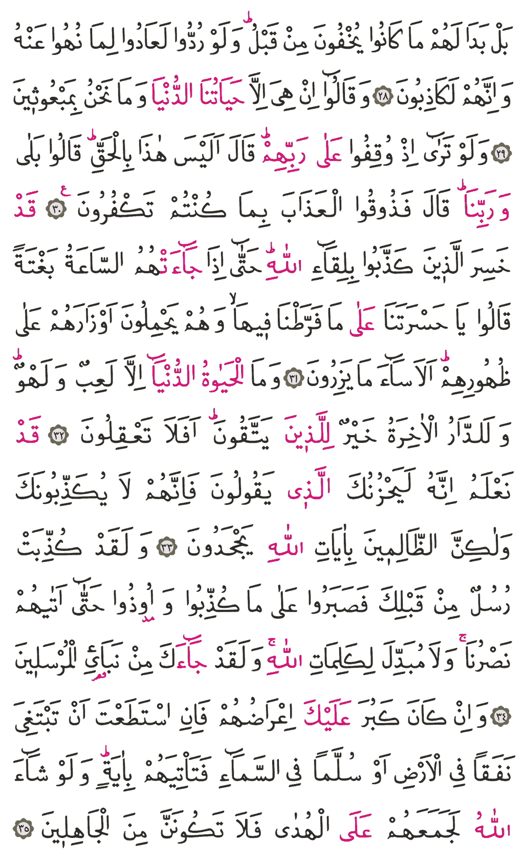 En'âm Sûresi - 130. Sayfa Arapçası