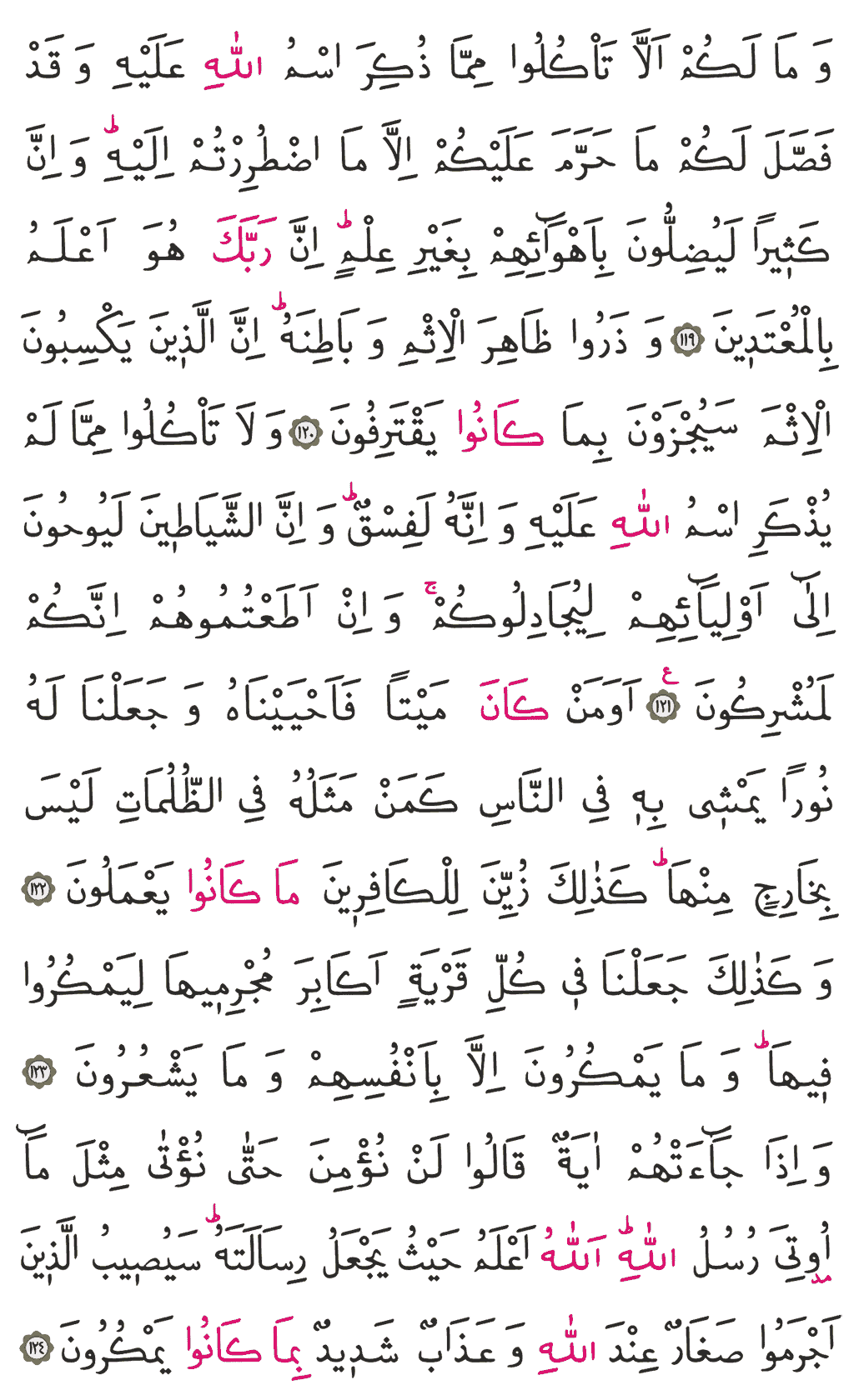 En'âm Sûresi - 142. Sayfa Arapçası