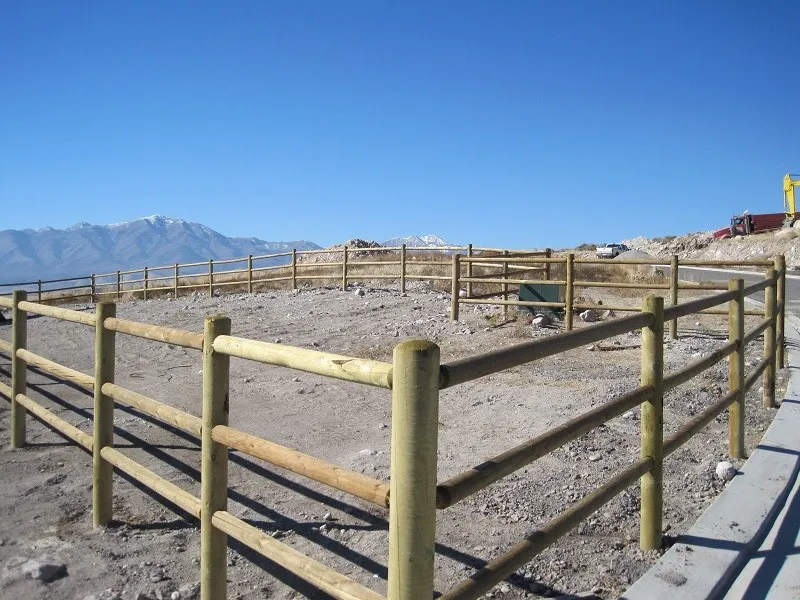 All wood posts, round lodge poles