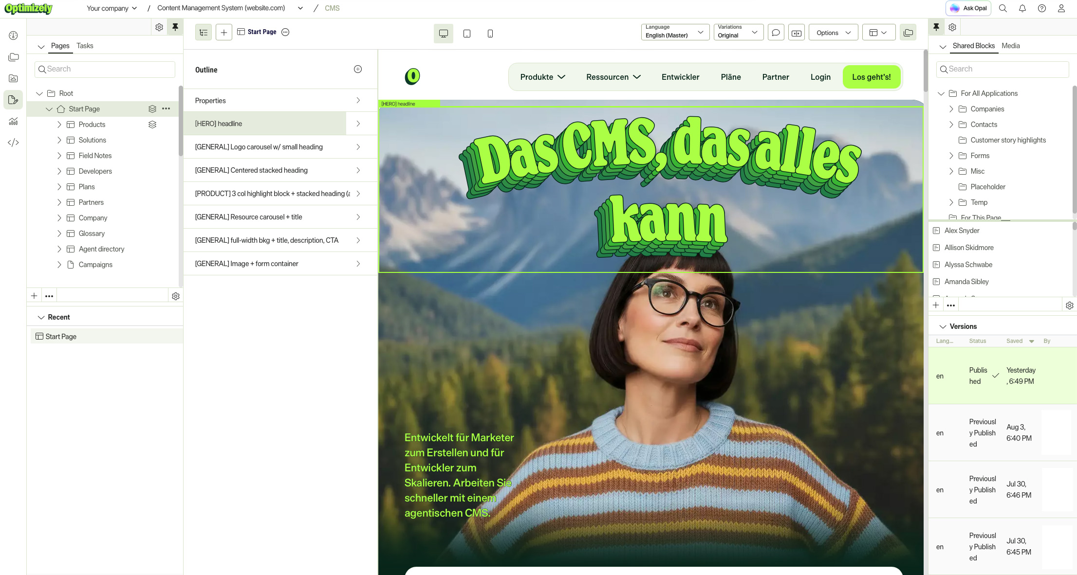 Optimizely Agentic CMS Screenshot 1