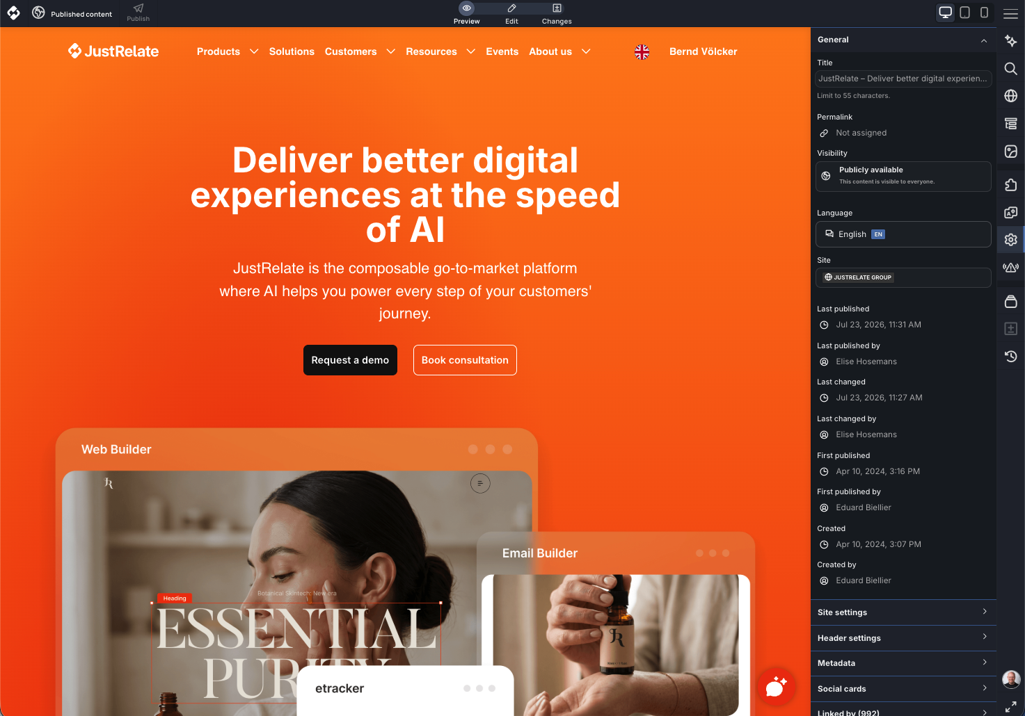 JustRelate Web Builder Screenshot 1