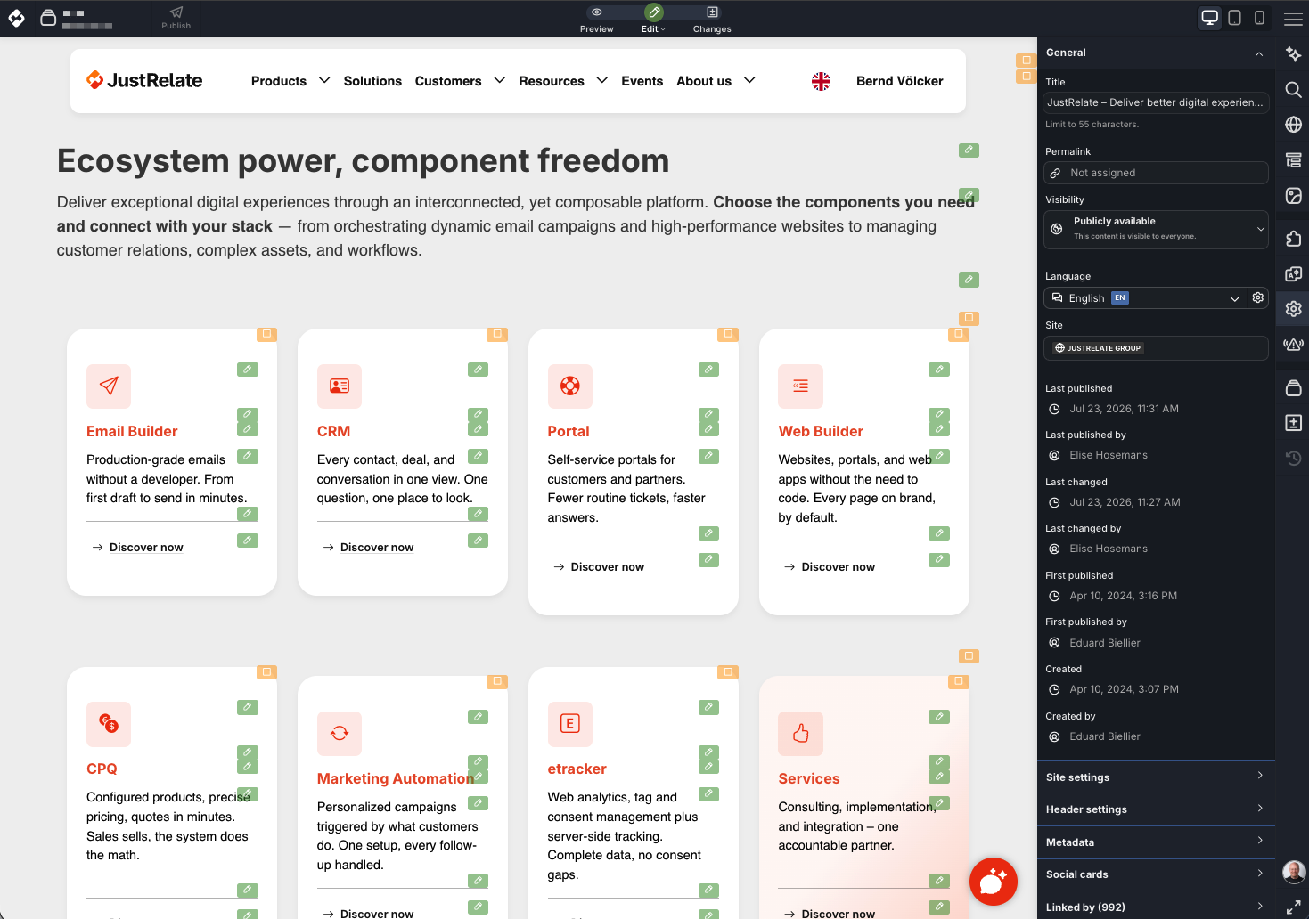 JustRelate Web Builder Screenshot 2