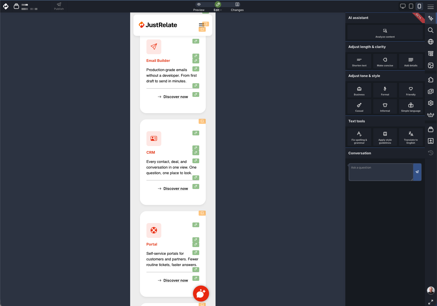 JustRelate Web Builder Screenshot 4