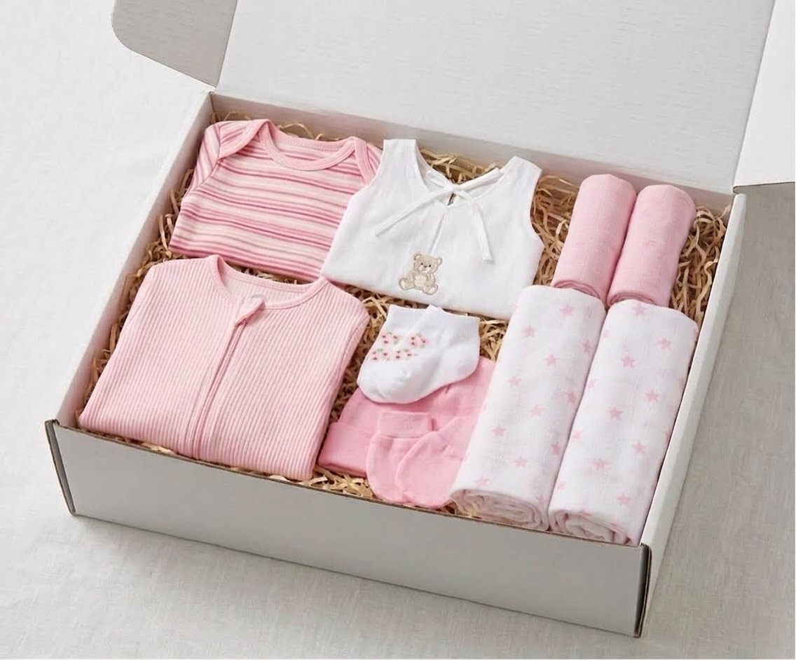 Hamper 0-3M - Pink Bear