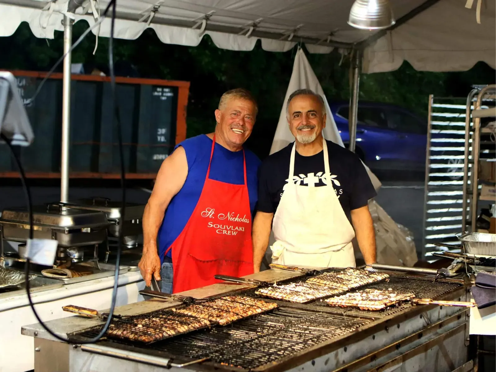Grilling souvlaki
