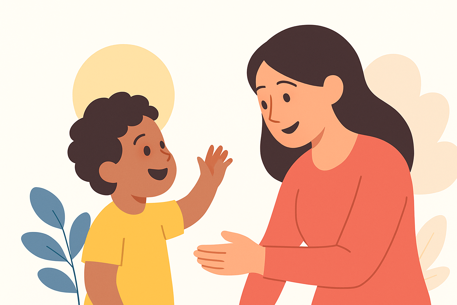 Illustration of a caregiver and child