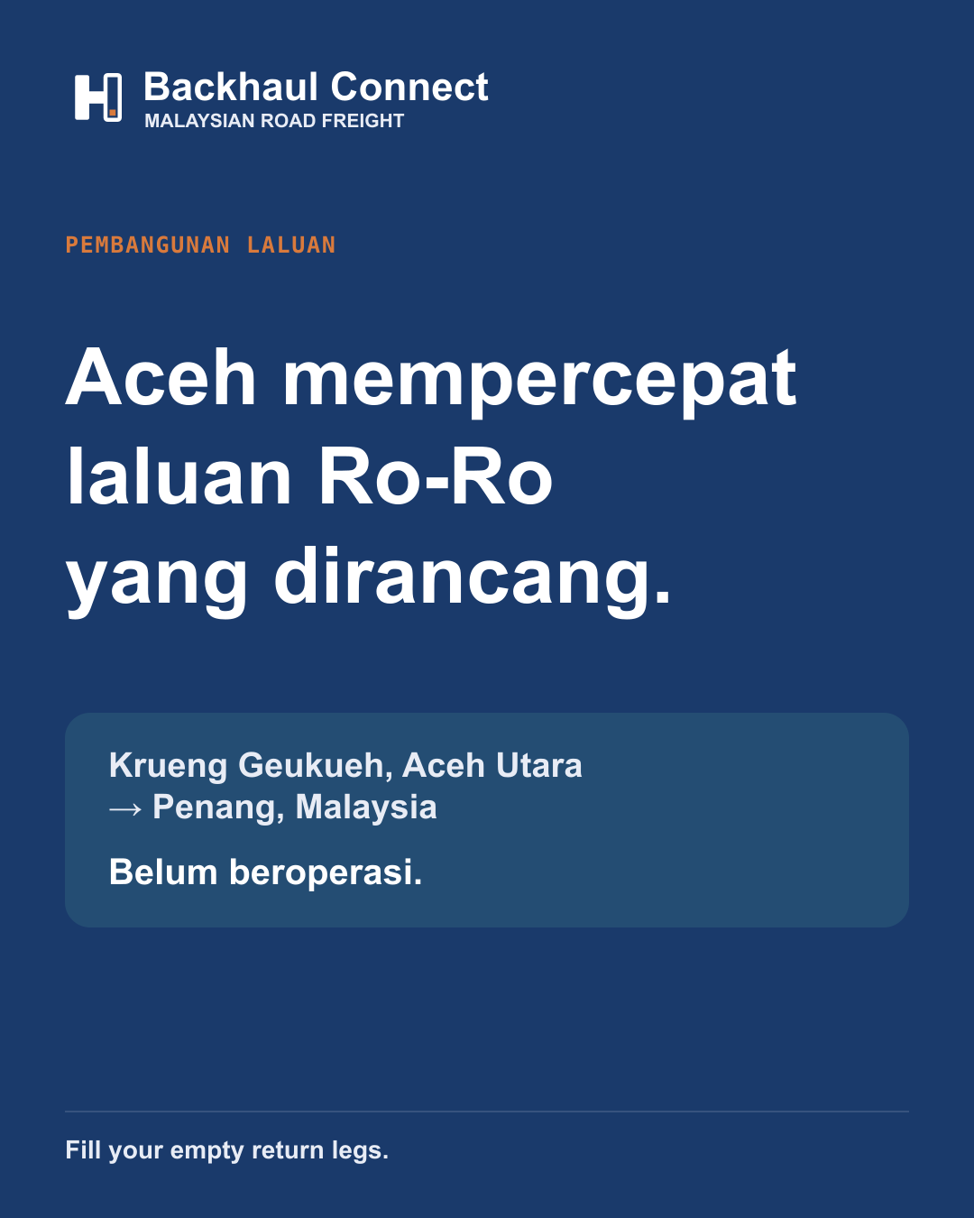 Aceh mempercepat persediaan laluan Ro-Ro Krueng Geukueh–Penang