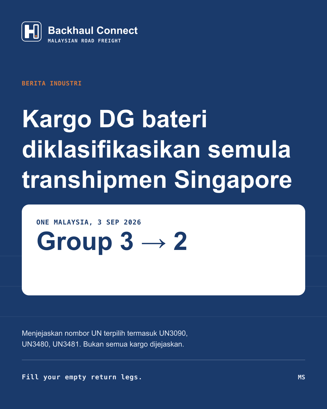Klasifikasi PSA baharu dan peraturan pemantauan menjejaskan kontena DG bateri transhipmen melalui Singapore