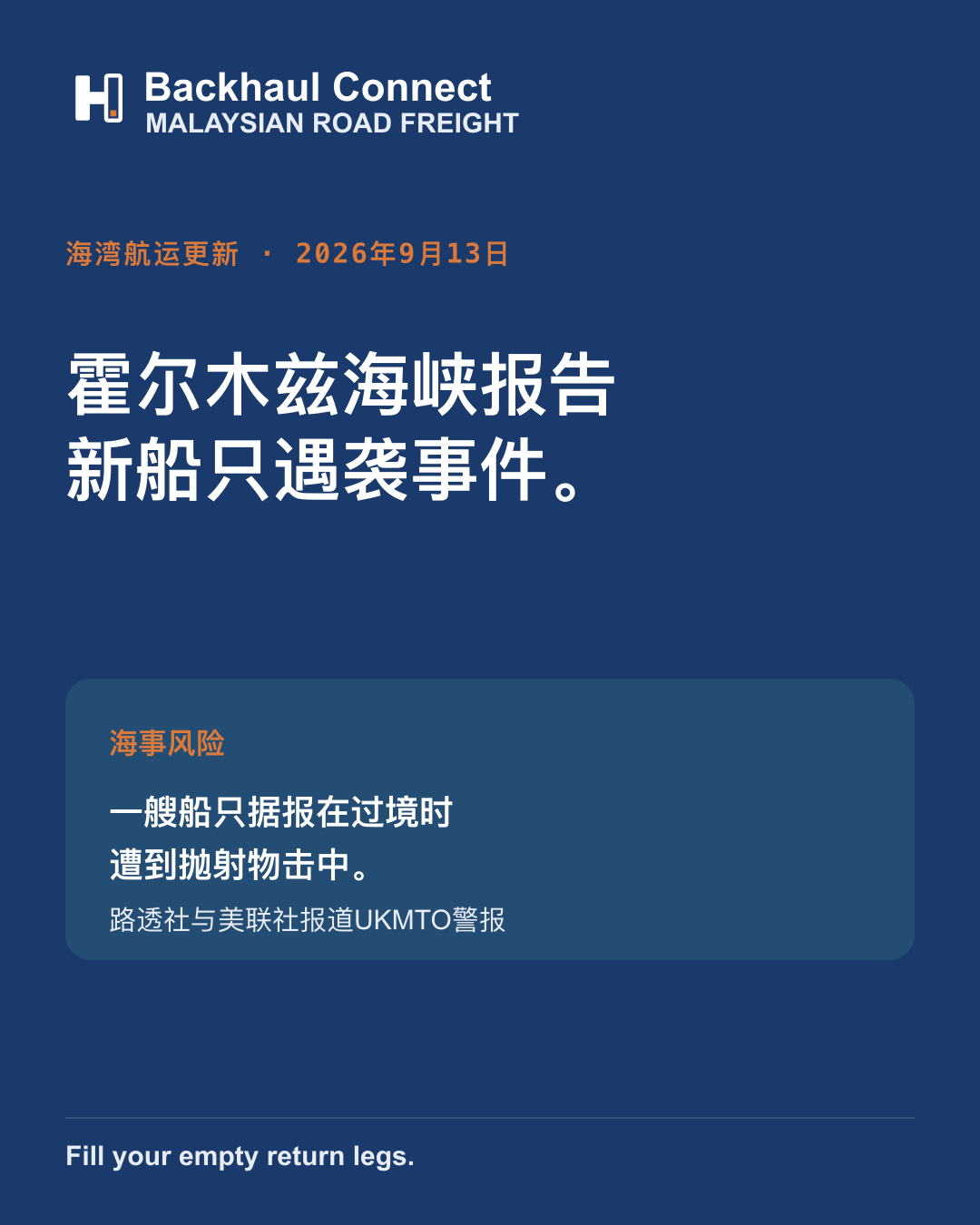 霍尔木兹海峡新船只遇袭报告:马来西亚海湾相关货物应关注什么