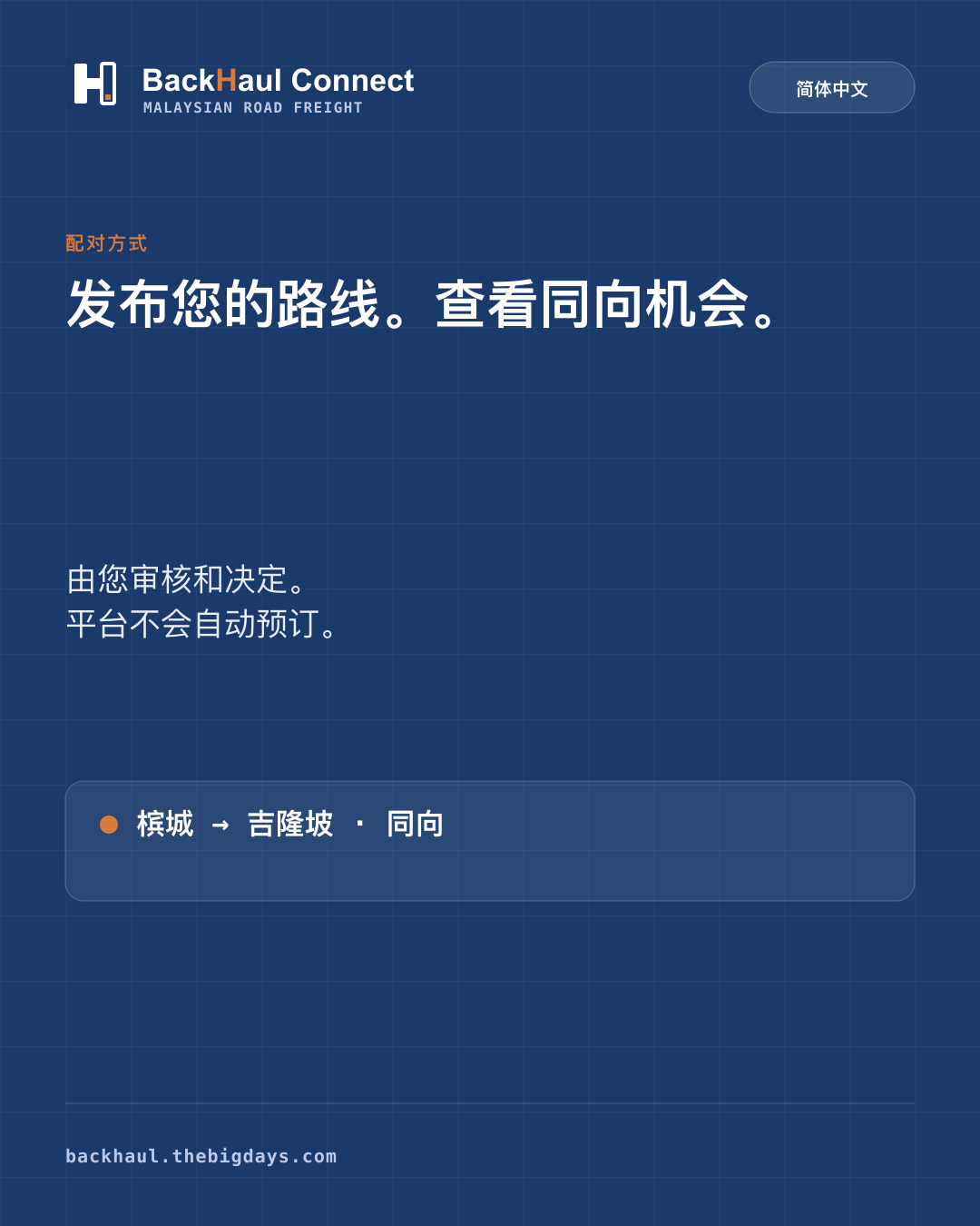Backhaul Connect 如何匹配路线一致的货车与货物