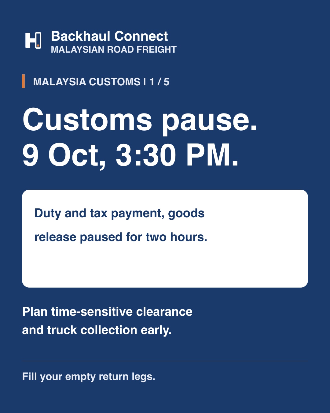 Malaysia Customs to pause duty payments and goods release on 9 October
