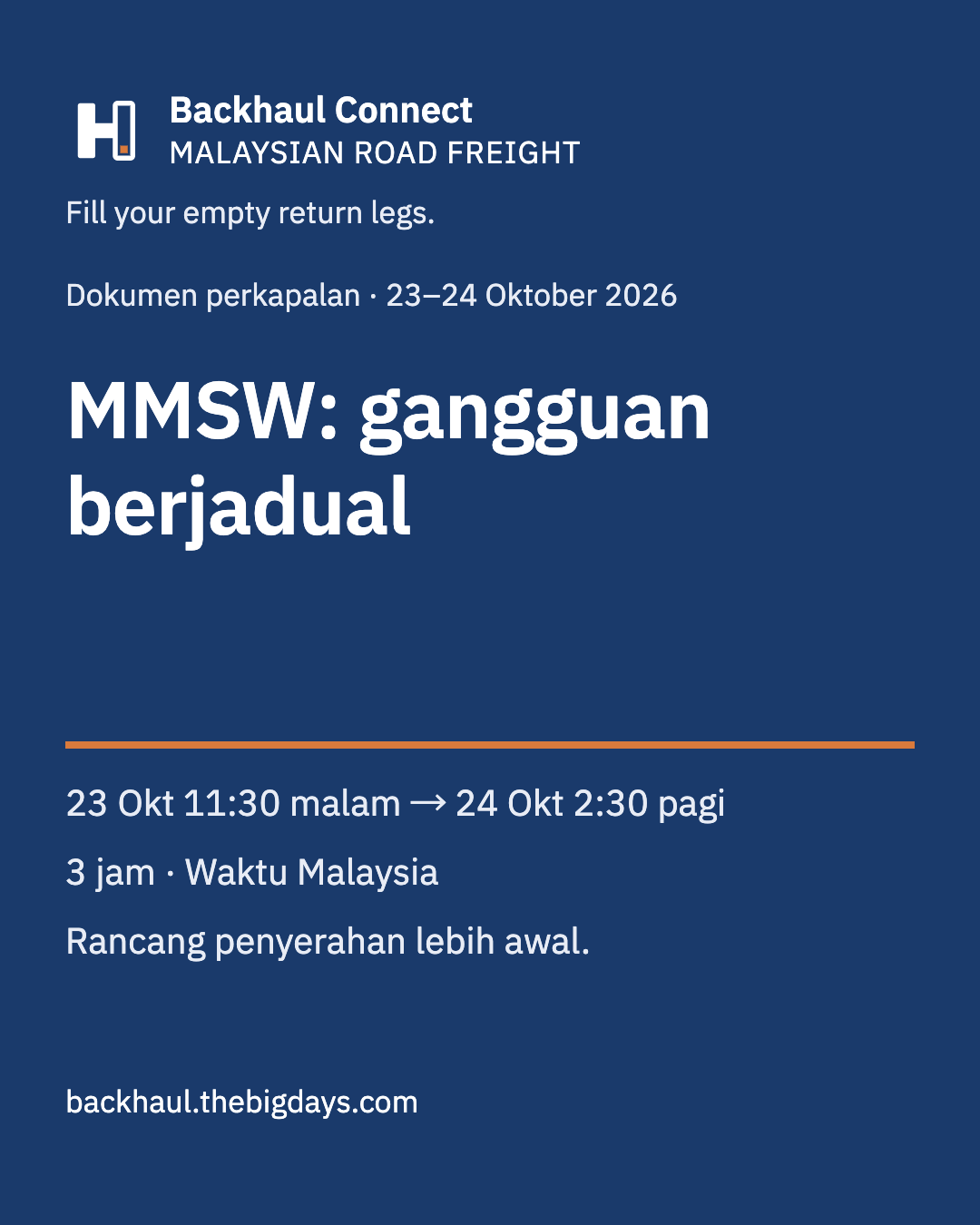 Penyelenggaraan MMSW: rancang penyerahan 23–24 Oktober