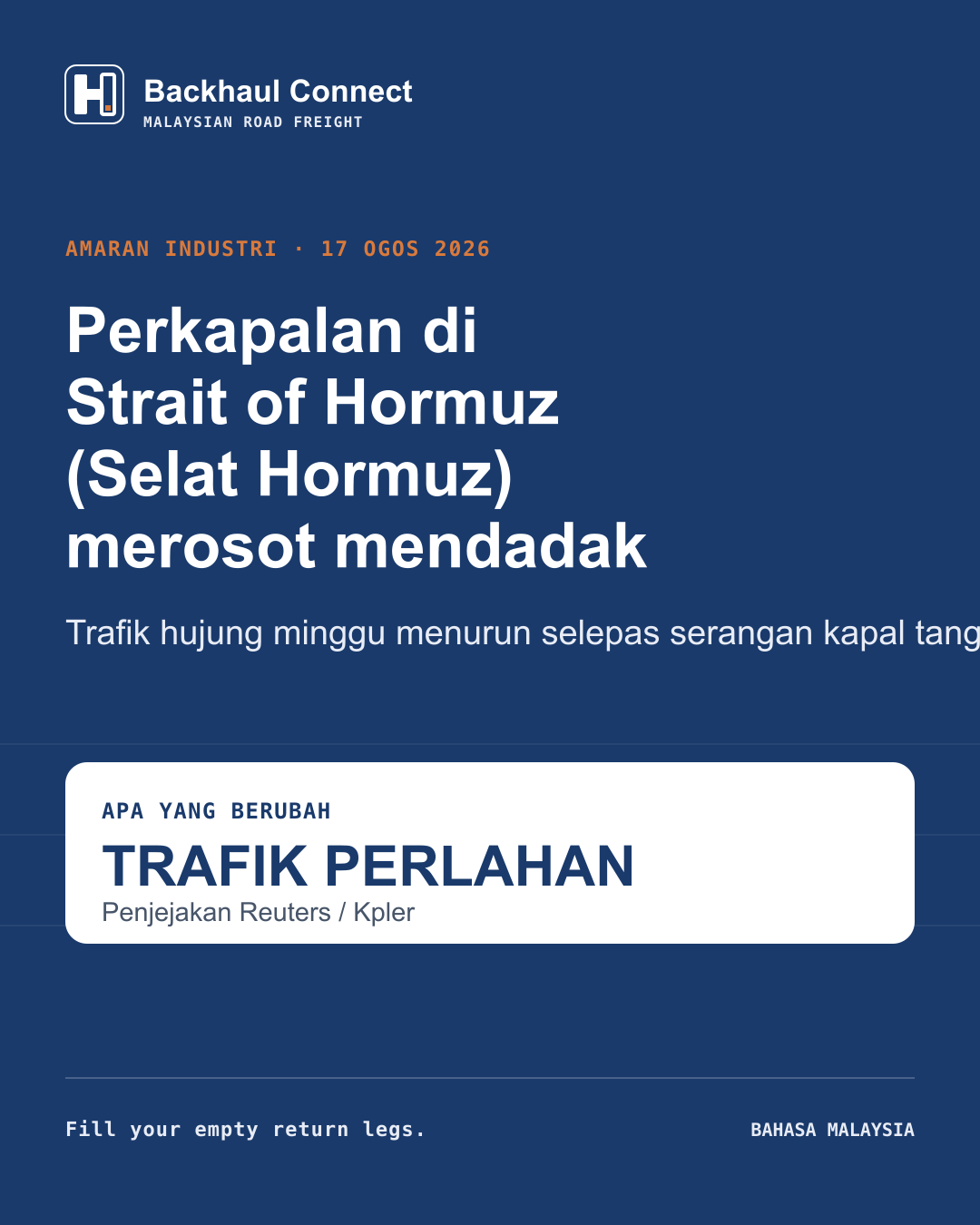 Perkapalan Strait of Hormuz perlahan selepas serangan kapal tangki