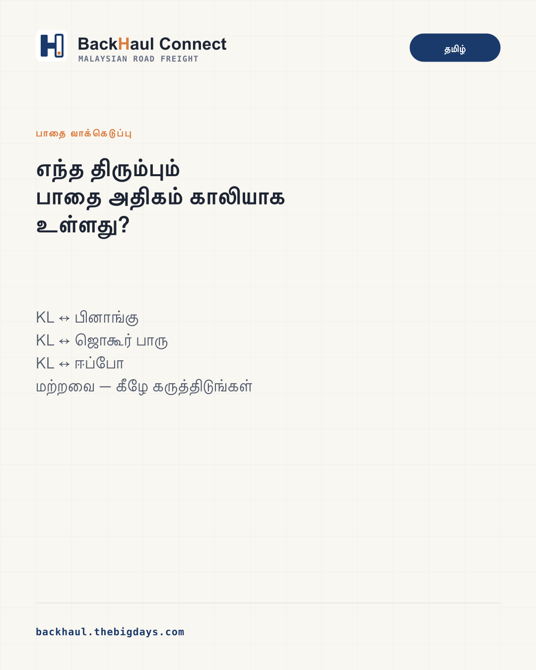 மலேசியாவில் எந்த திரும்பும் பாதை அதிகம் காலியாக இருக்கிறது?