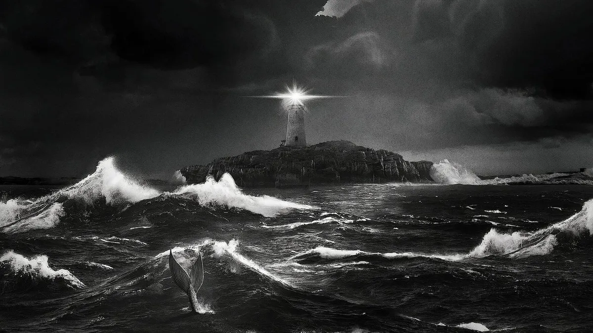 The two lighthouse keepers at work in The Lighthouse