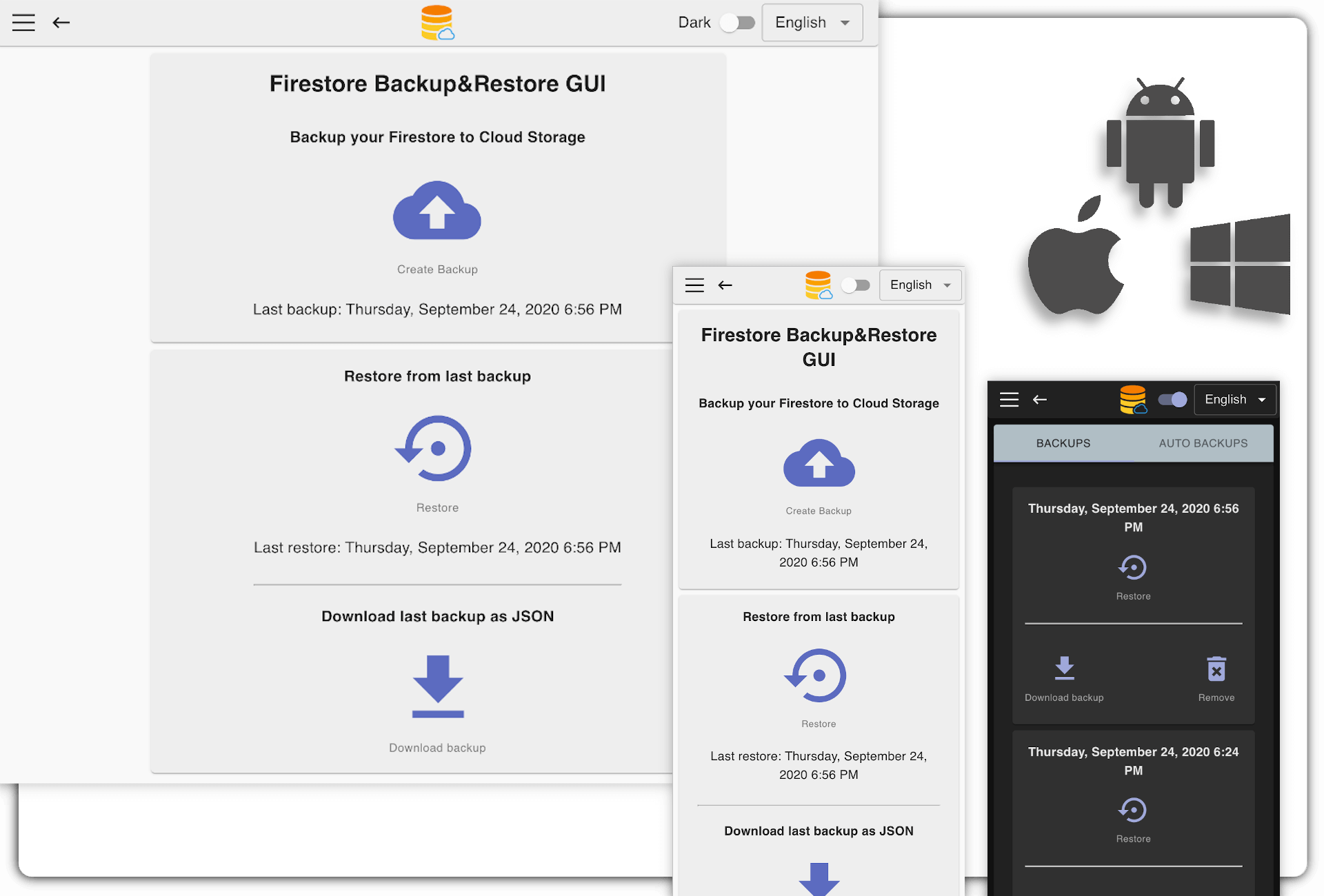 Firebase Cloud Firestore Backup and Restore Google Cloud Storage Graphical User Interface GUI