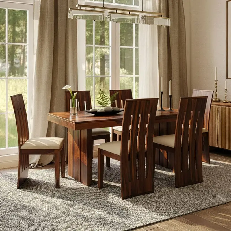 Sheesham Wood Dining Table 6 Seater