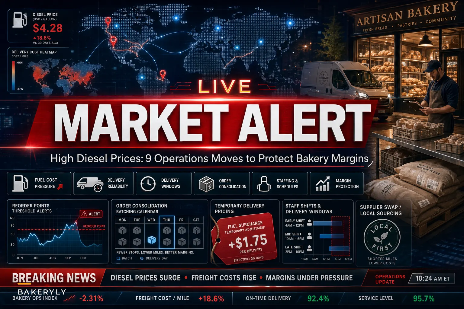 High Diesel Prices: 9 Practical Operations Moves to Protect Bakery Margins, Deliveries and Staffing
