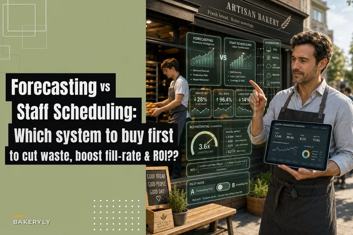 Inventory‑forecasting vs Staff‑scheduling systems for bakeries: tradeoffs, required inputs, KPI formulas and ROI playbook (waste, fill‑rate, labor cost)