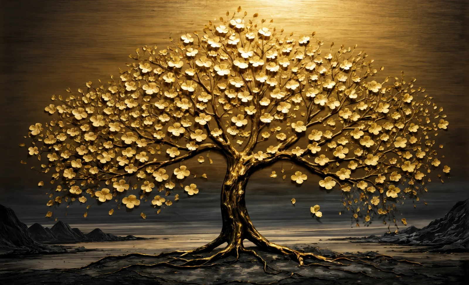 ÁRBOL dorado nocturno