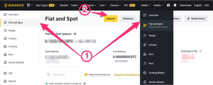 Chọn nạp tiền từ tài khoản Binance