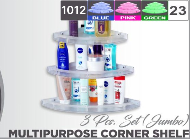 23 MULTIPURPOSE CORNER SHELF 3PIS SET BLUE + GREEN + PINK