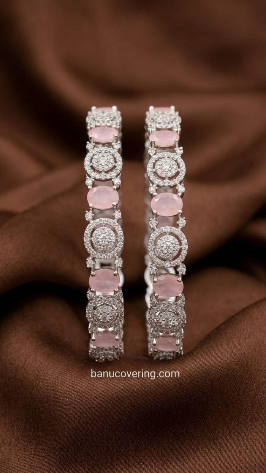 Rose Quartz Halo AD Bangle