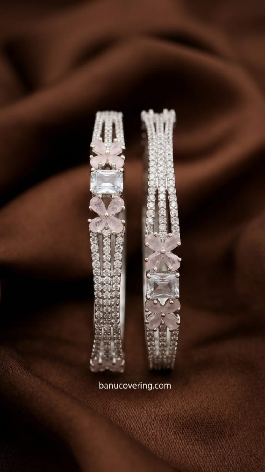Floral Pastel Pink AD Bangle 1